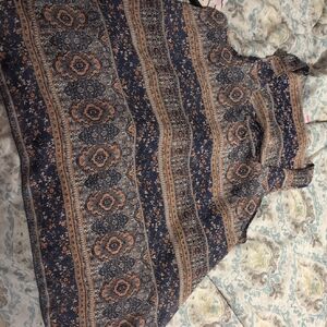 Elegant Navy and Orange Floral Tank Top